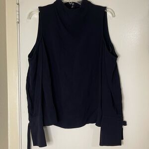 TOPSHOP navy cut out belted sleeve blouse top